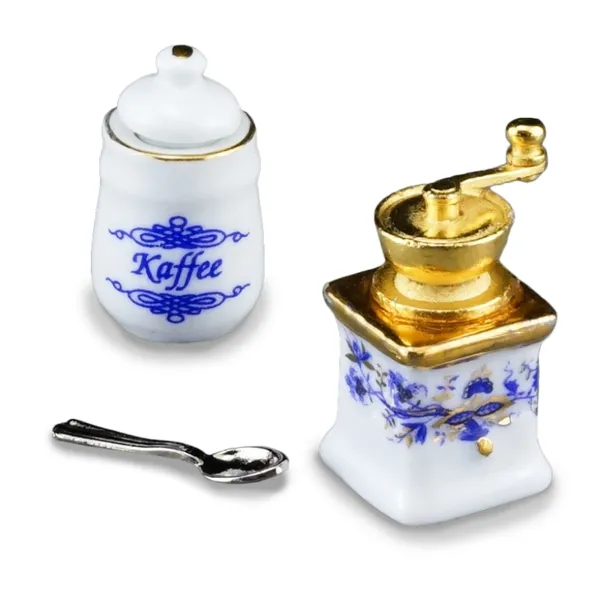 001.692/5 - Coffee grinder and storage jar "Blue Onion", miniature