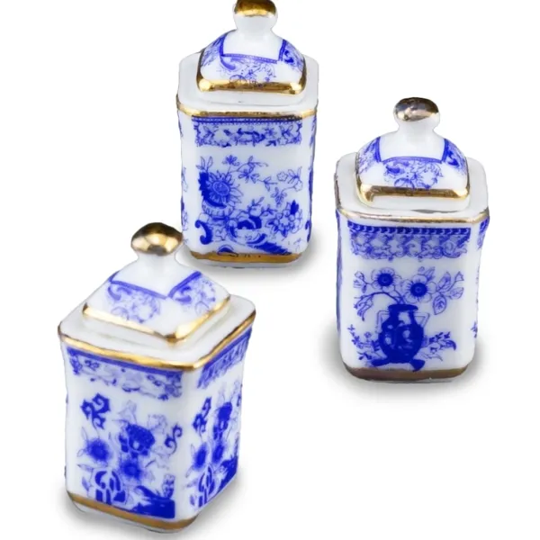 001.817/5 - 3 kitchen jars "Blue Onion", miniature