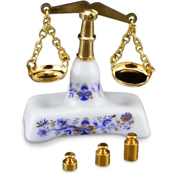 001.836/5 - Waage mit Gewichten "Zwiebel Gold", Miniatur