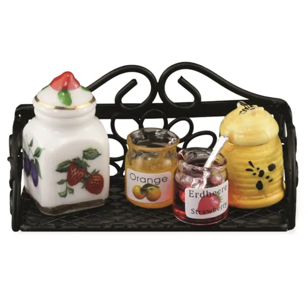 001.768/6 - Small metal kitchen shelf, decorated, miniature