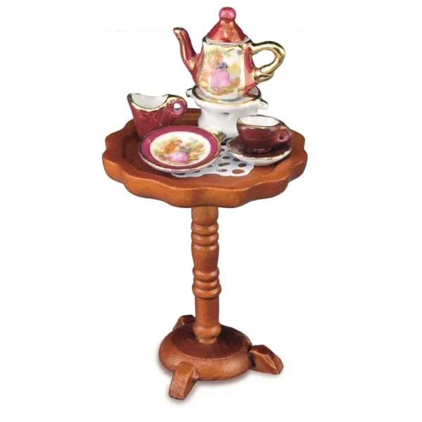 001.858/7 - Side table with luster tea service, miniature