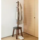 1014257-048 - PILLAR coat rack with stool, black/walnut