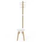 1014257-668 - PILLAR coat rack with stool, white/natural