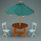 001.814/8 - Gartentisch mit Schirm, Miniatur im Maßstab 1:12