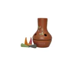 284240 - Terracotta Fire Pot with Colourful Motifs, 9cm