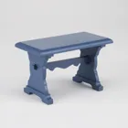 Blue wooden dining table, empty