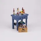 001.564/0 - Miniatur, Weintisch blau mit Fliesen, dekoriert