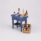 001.564/0 - Miniatur, Weintisch blau mit Fliesen, dekoriert