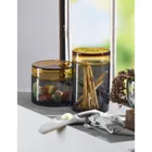 166014 - MILANO glass jar S, amber/black