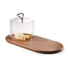 Walnut Cheese Board with Glass Bell Jar