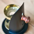 2048 - Incense burner made of black brass, height-adjustable